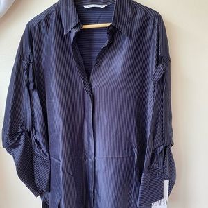 Zara black shirt with white thin stripes
